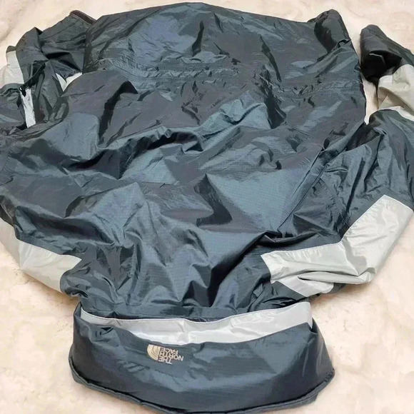 Vintage 90s Mens North Face Rain Jacket Hooded Nylon Windbreaker Size L Teal - Picture 11 of 11